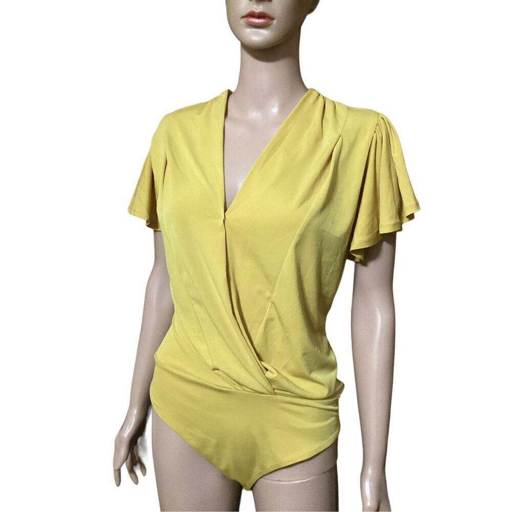 Women’s Vintage Yellow Wrap Around Body Suit M